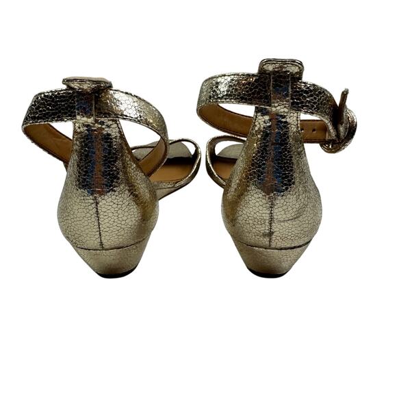 J. Crew Metallic Gold Demi-Wedge Ankle Strap Sandals Women's Size 8.5 - Picture 3 of 9